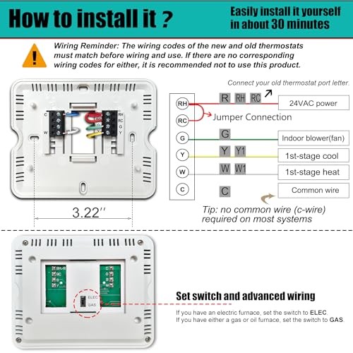 Non-Programmable Thermostat for House, Digital Energy-Saving Green Backlight