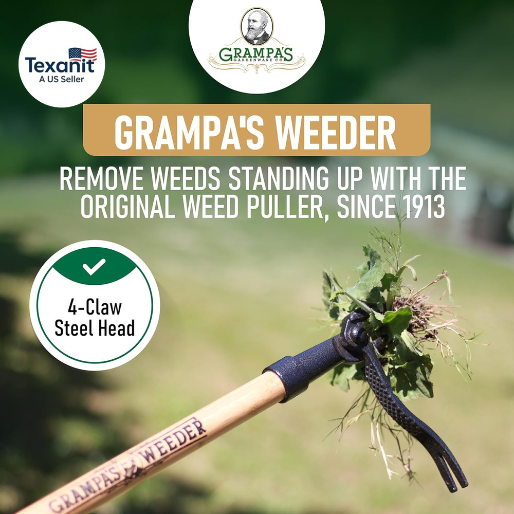 - the Original Stand up Weed Puller Tool with Long Handle - Made with Real Bambo