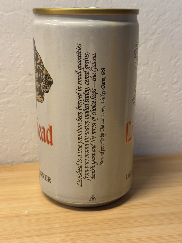 Lionshead Deluxe Pilsner Beer - Empty top opened Beer Can