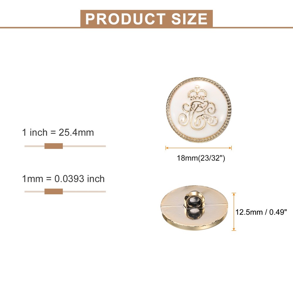 5pcs Gold Pearl Button 18mm 0.43" Thick Sewing Button Style R
