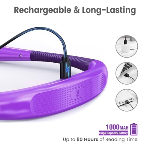 Book Light, 3-Color & 6-Brightness Reading Light, Bendable Neck Medium Purple