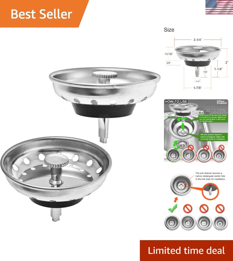 Stainless Steel Sink Strainer & Rubber Stopper Set - Efficient Drainage Solution