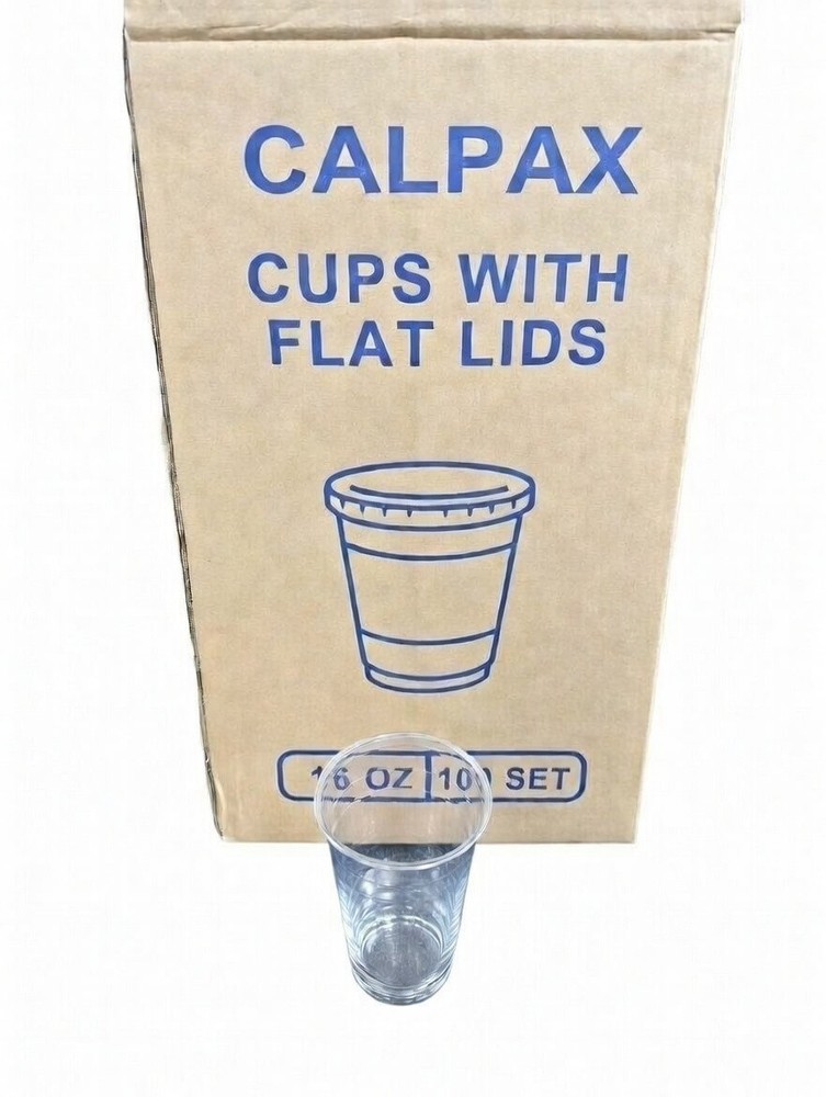 100 Sets PET Plastic Cups with Flat Lids 16oz, 20oz, 24oz