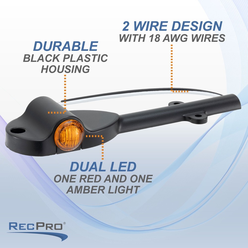 RecPro Trailer Left & Right Fender Light Set | 3/4" Dual LED | Red & Amber