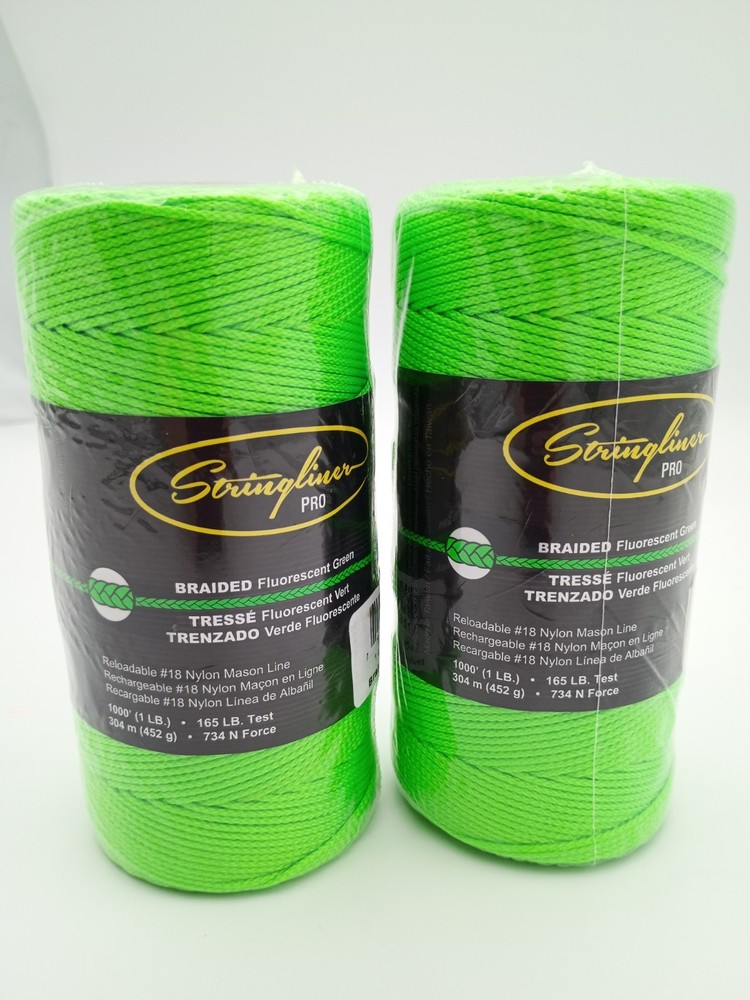 Stringliner Pro 2-Pack Braided Fluorescent Green 1000' Reloadable #18 Nylon Line