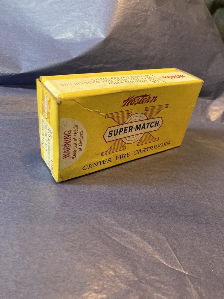 45 Ammo EMPTY Box WESTERN SUPER MATCH AUTOMATIC Clean Cutting