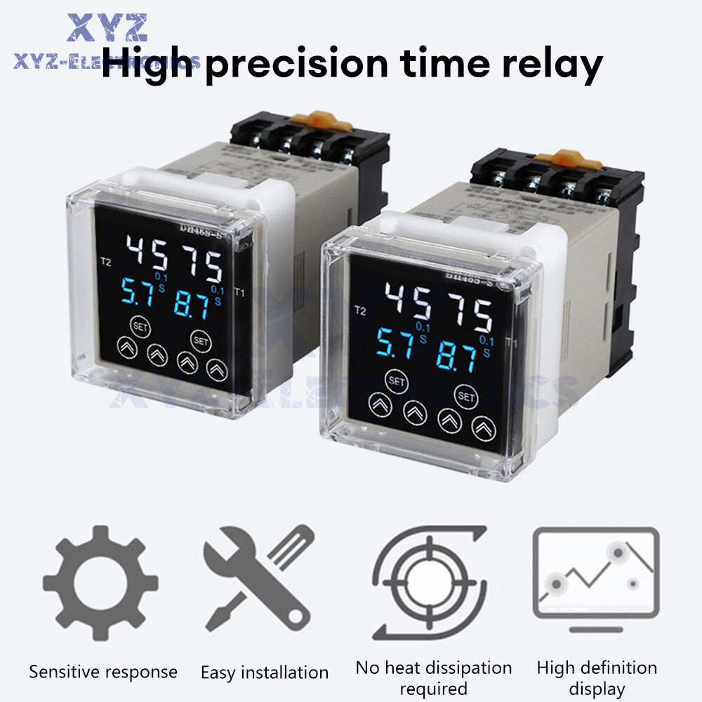 DH48S Smart Digital Delay Time Relay Precision Programmable Cycle W/ Socket Base