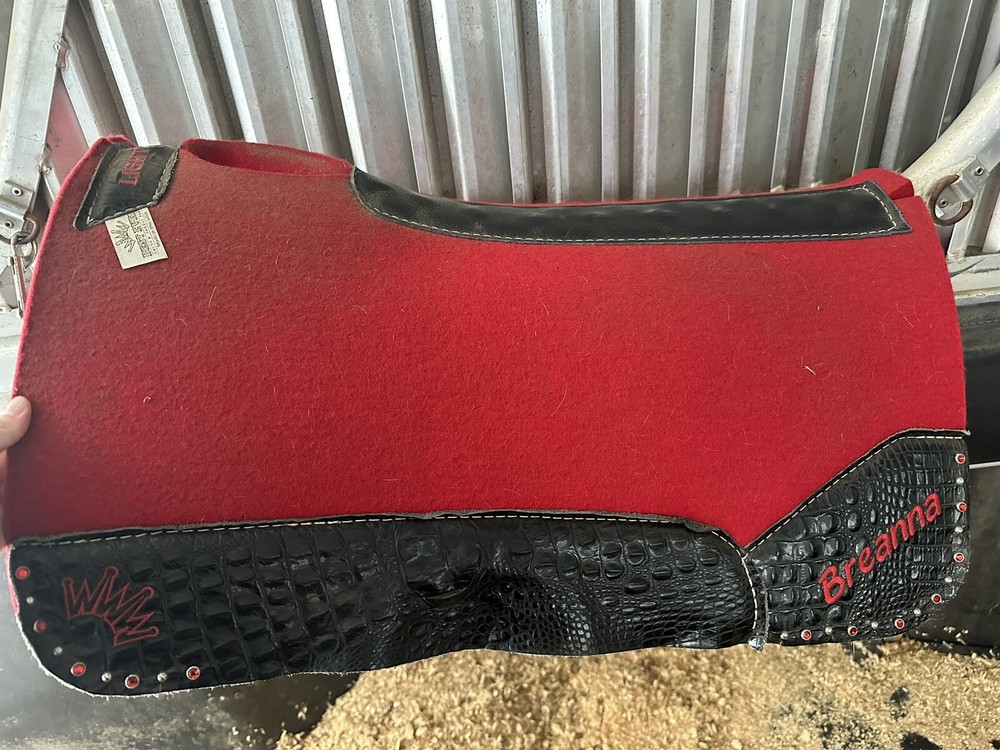 Best Ever Saddle Pad 30” X 30” Red With Bling