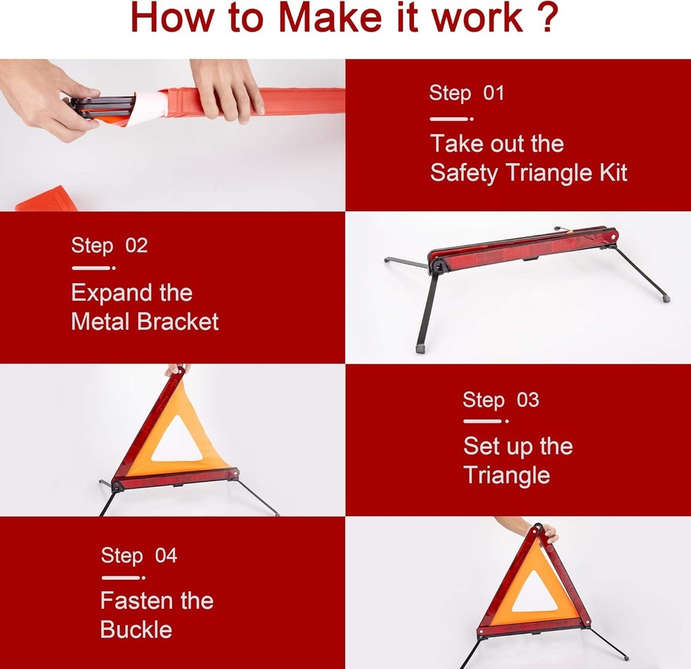 Triple Warning Triangle Cone Emergency Warning Three-Piece Set