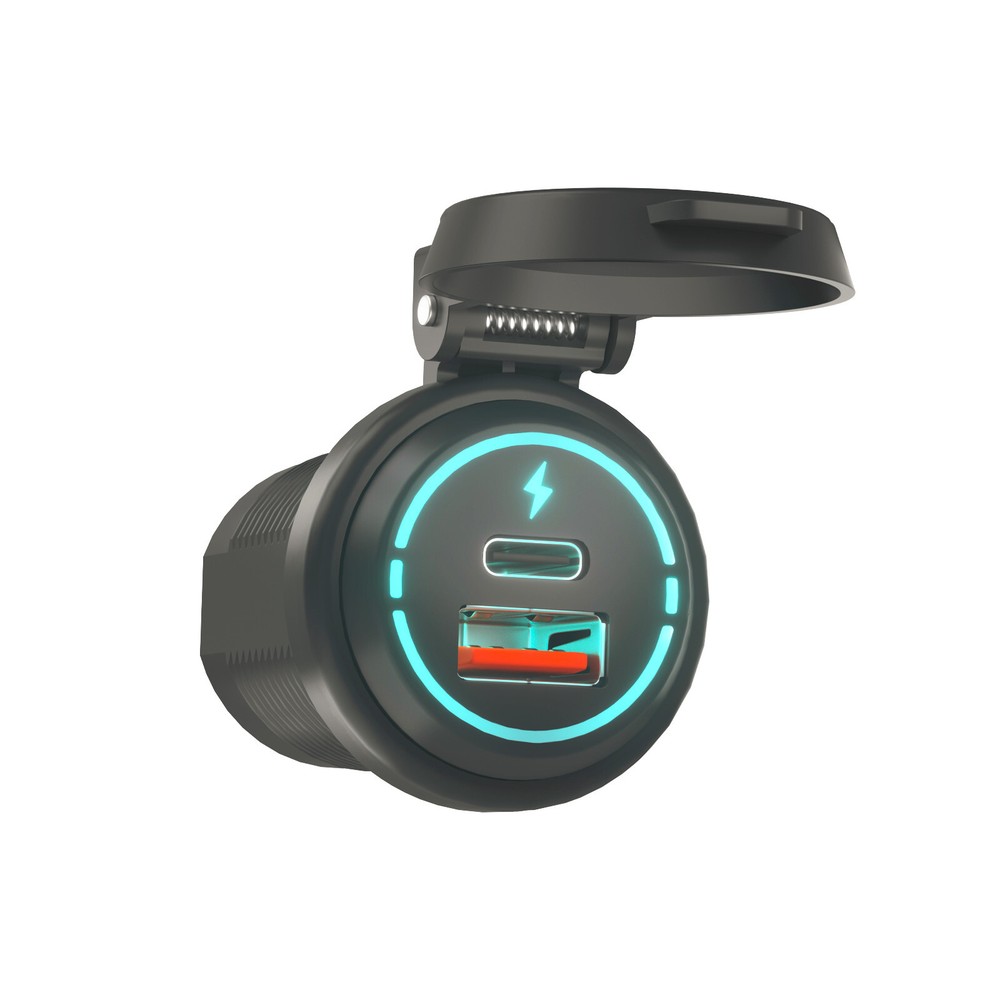 Quick Charger Car Cigarette Lighter Socket Dual USB Type-C Port Charging Power