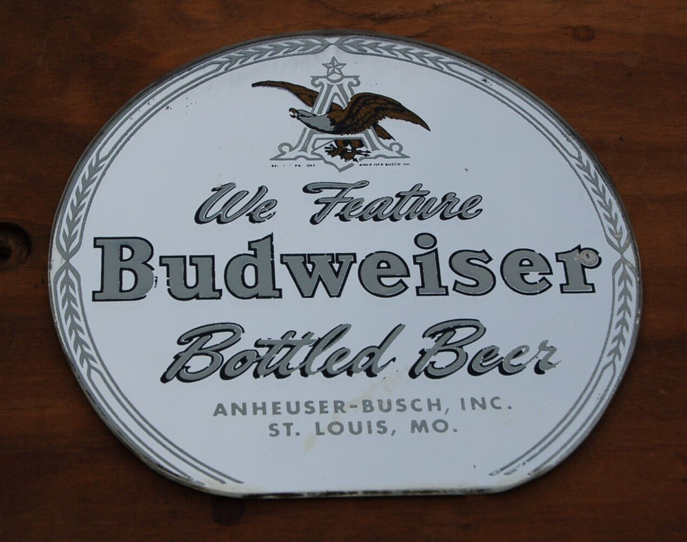 RARE ANTIQUE BUDWEISER MIRROR, 8 1/2” DIAMETER