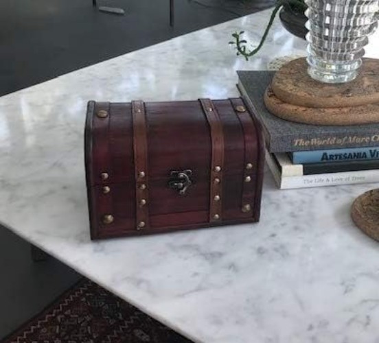 Decorative Wood and Leather Treasure Chest - Stylish Lockable Storage Solution
