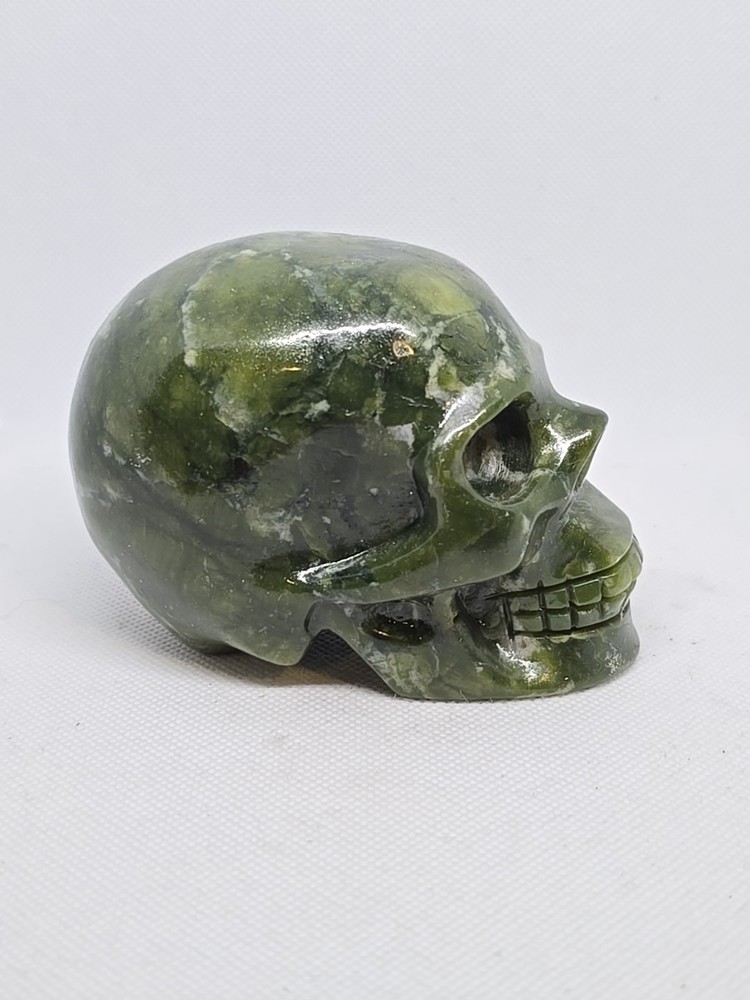 Large Carved Serpentine Jade Skull