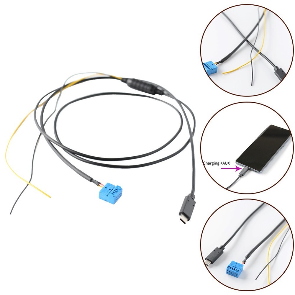 For golf 6 Car Audio Interface Charging + AUX Audio Input Black ABS Material