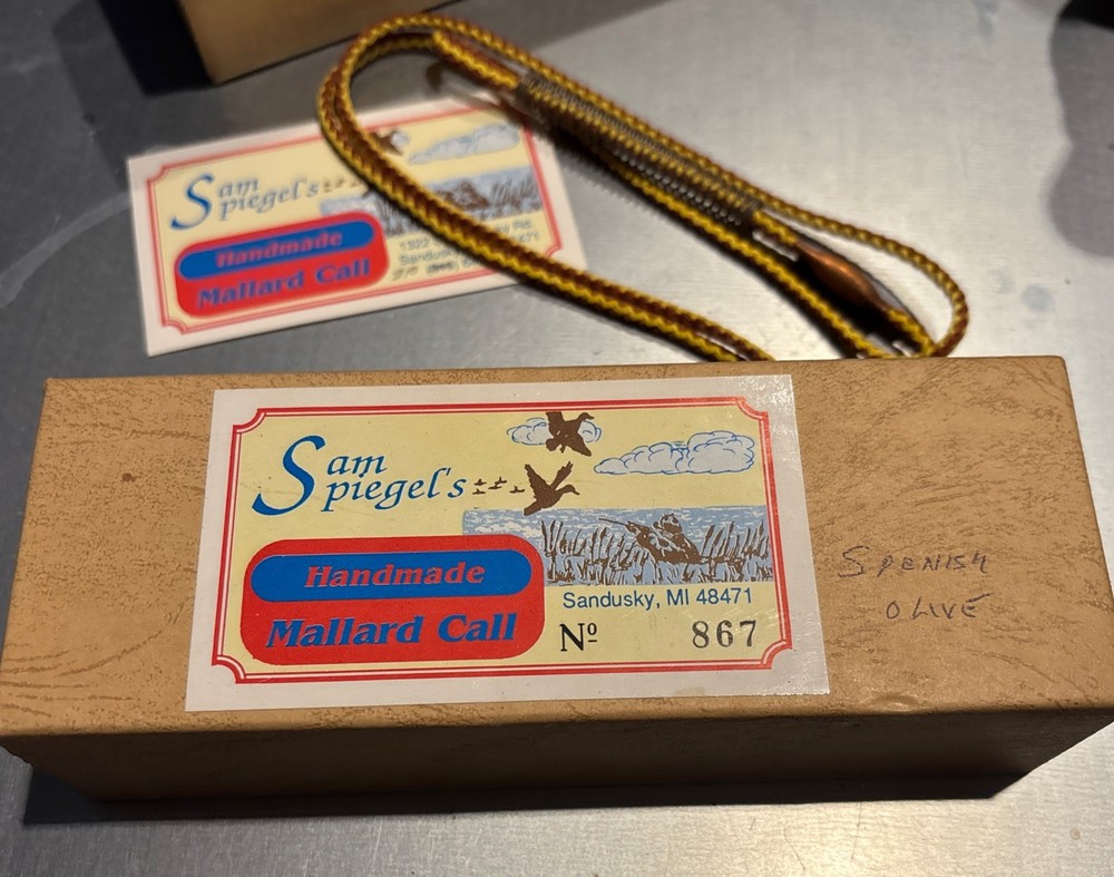 Sam Spiegel Handmade Duck Mallard Call Original Box Papers Numbered signed dated
