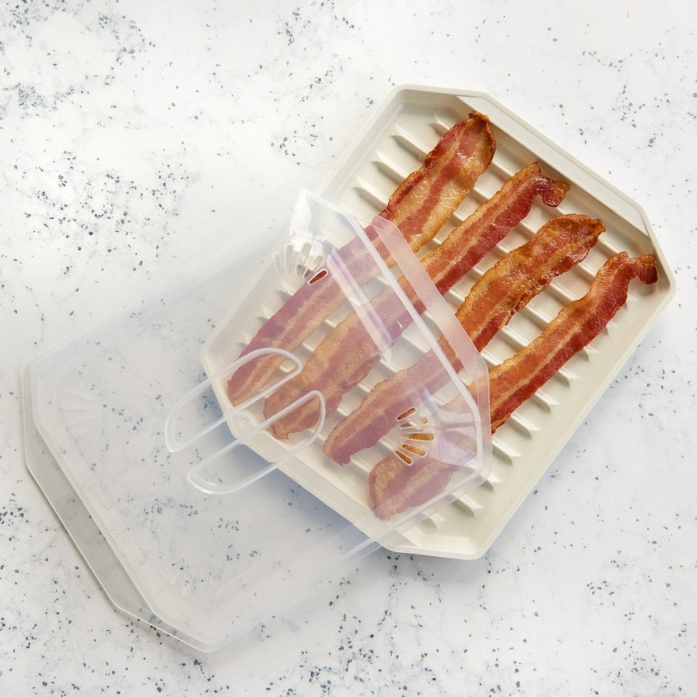 Nordic Ware Microwave Bacon Rack with Lid White 2pc