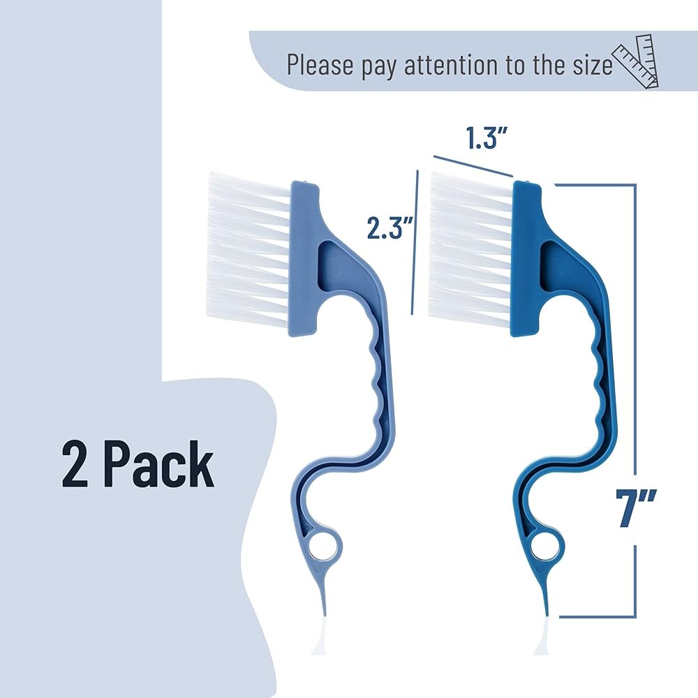 Sli- Window Tra Cleaning Brush,Blue Ergonomic Handle, Built-in Scraper