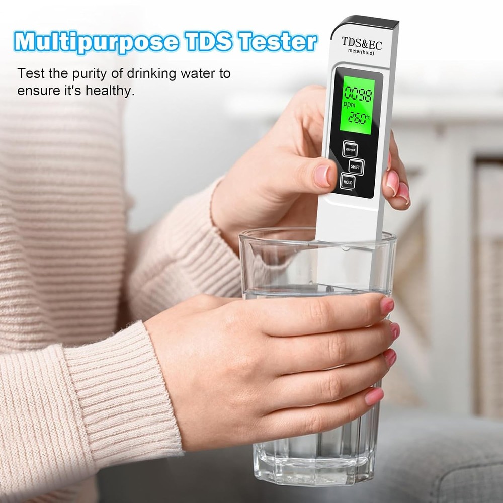 Water Testing Kits for Drinking Water- 4 in 1 TDS Meter Black & White