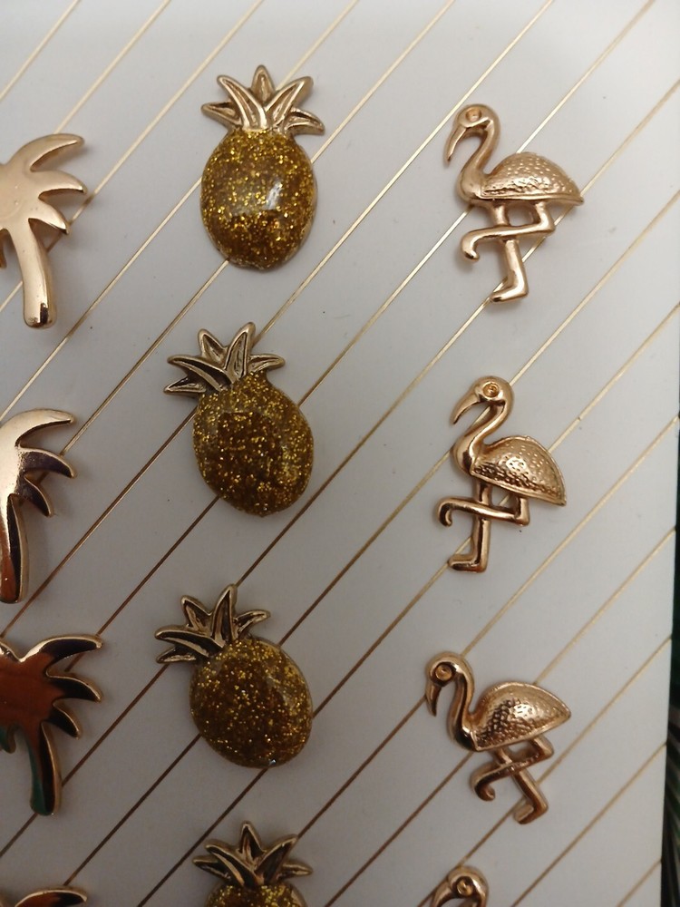 12 Tropical Metal Push Pins Papyrus