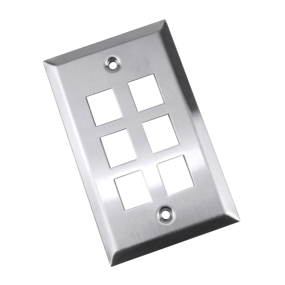 Construct Pro 6-Port Keystone Stainless Steel Wall Plate (Silver)