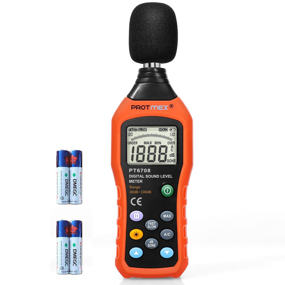 PT6708 Sound Level Meter, Digital Decibel Reader Measurement, Range 30-130 dB...