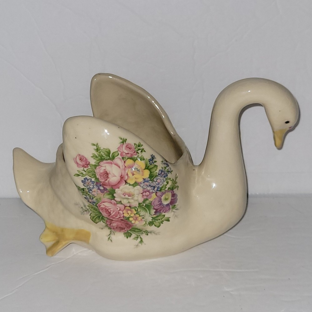 Swan Planter St Michael Marks Spencer Transfer Ware Ceramic