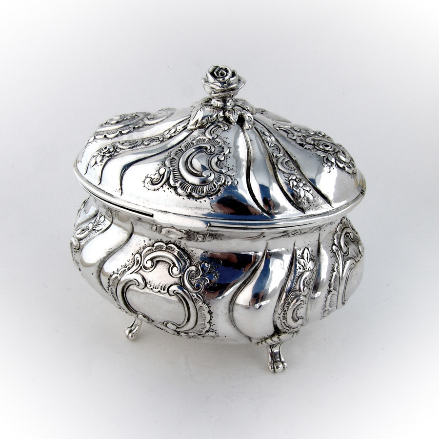 Ornate Box 830 Silver Swedish Import Marks 1890s No Mono
