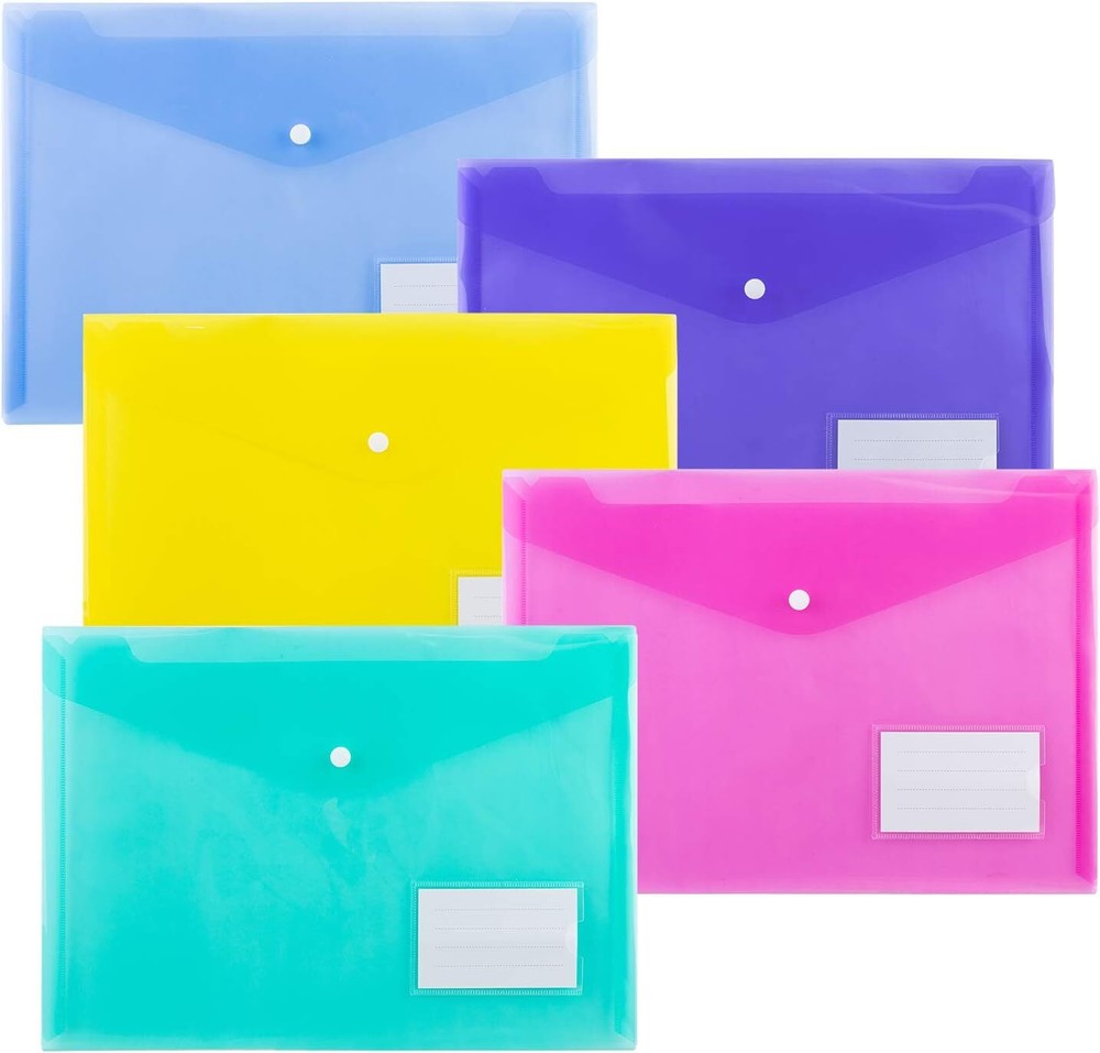 Amazon Basics Plastic Envelopes for A4 & Letter Paper with Snap Button, 10-Pack