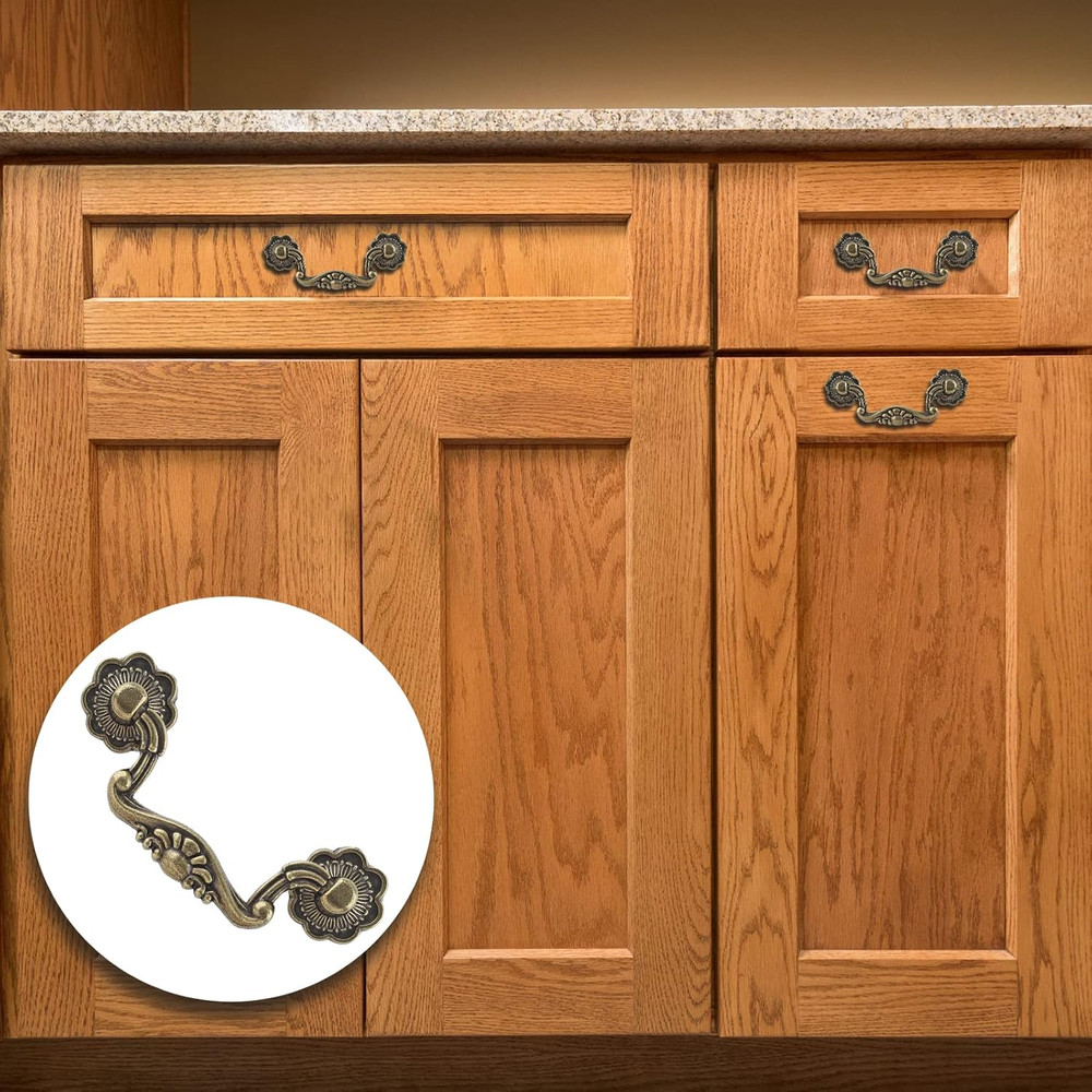 6 Pcs 3 Inch Bail Handle Drop Pulls Vintage Drop Bail Drawer Pulls Antique Bronz