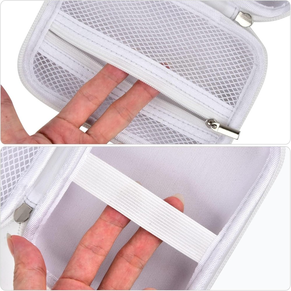 Compact Faux Leather Storage Case for Mini Label Printers with Elastic Holders