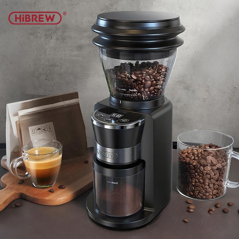 HiBREW Automatic Espresso Coffee Grinder 31 Grind Settings Visual Bean Storage