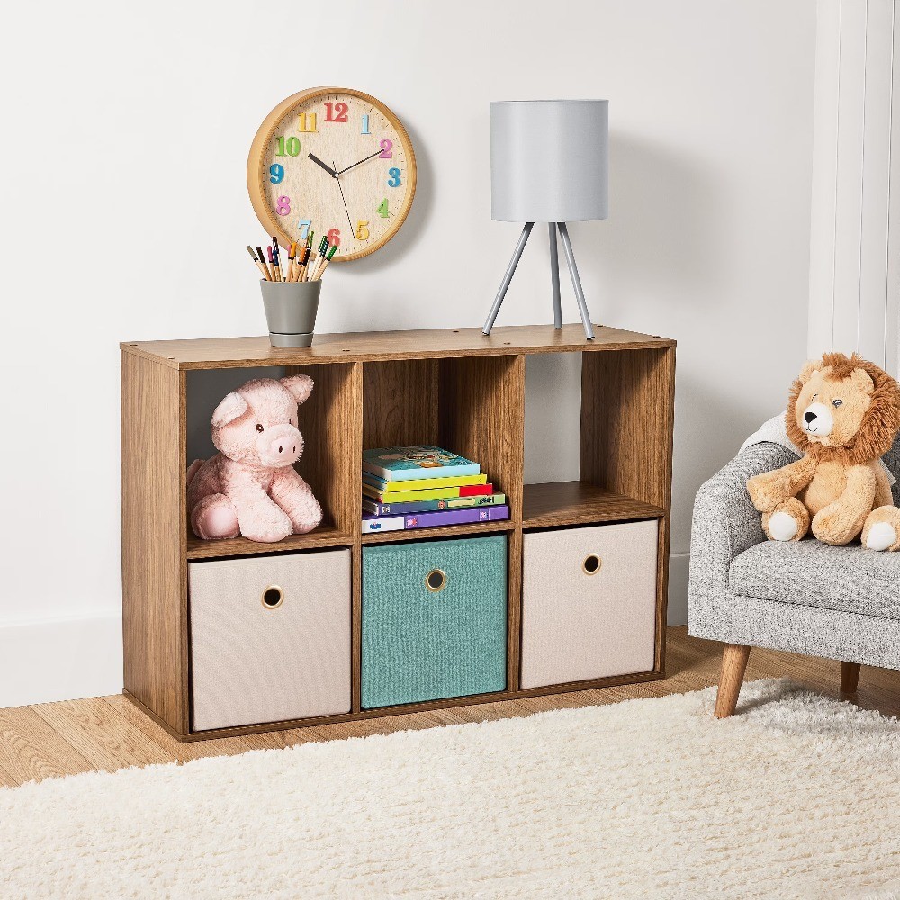 6-Cube Storage Organizer, Warm Walnut Finish, Modular Cube Shelf, Closet