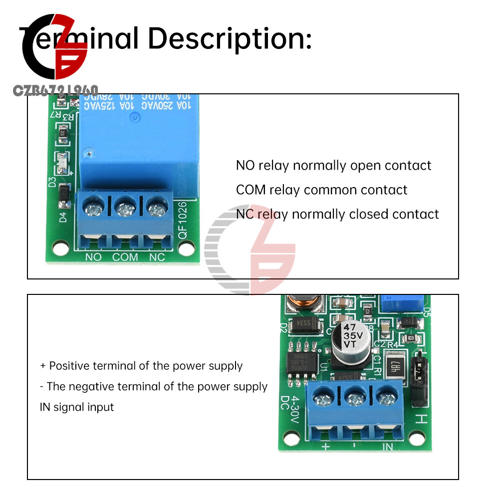 DC4-30V Power Adjustable Delay Relay Timer Control Module Trigger Delay Switch