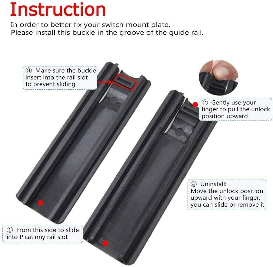 2 Pcs Tactical Flashlight Tape Switch Plate Mount Kit Pressure Mount for PEQ