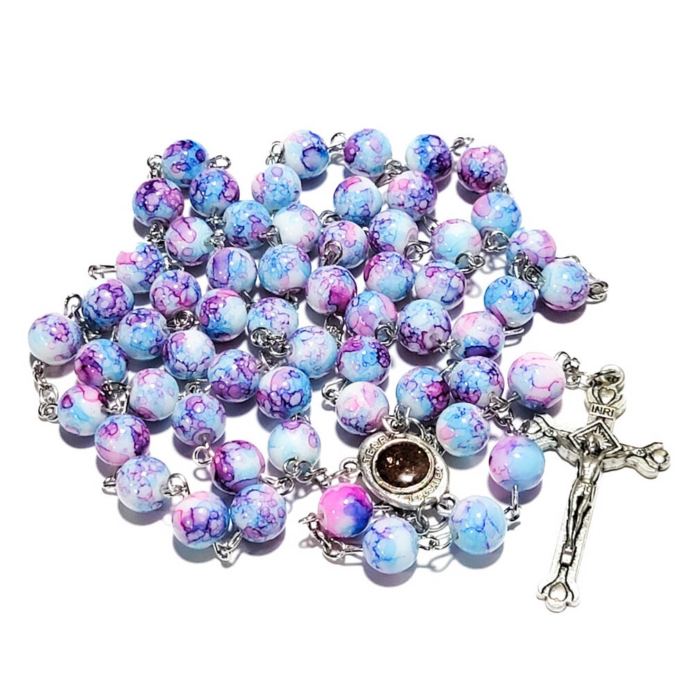 Purple Glass Beads Rosary Necklace – Catholic Holy Center & Crucifix