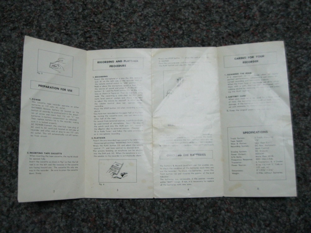 Solid State Tape Recorder operating instructions & Schematic pamphlet