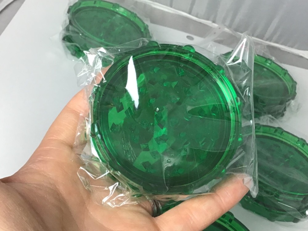 Plastic Clear Green Colored Herb Grinder 5pcs