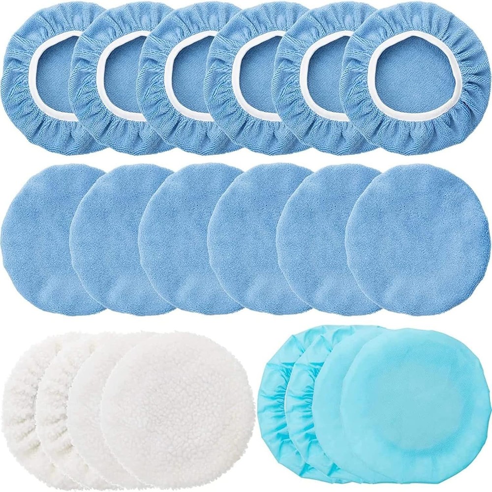 Versatile Microfiber and Wool Bonnets: 20-Piece Polisher Pad Set for Any Surface