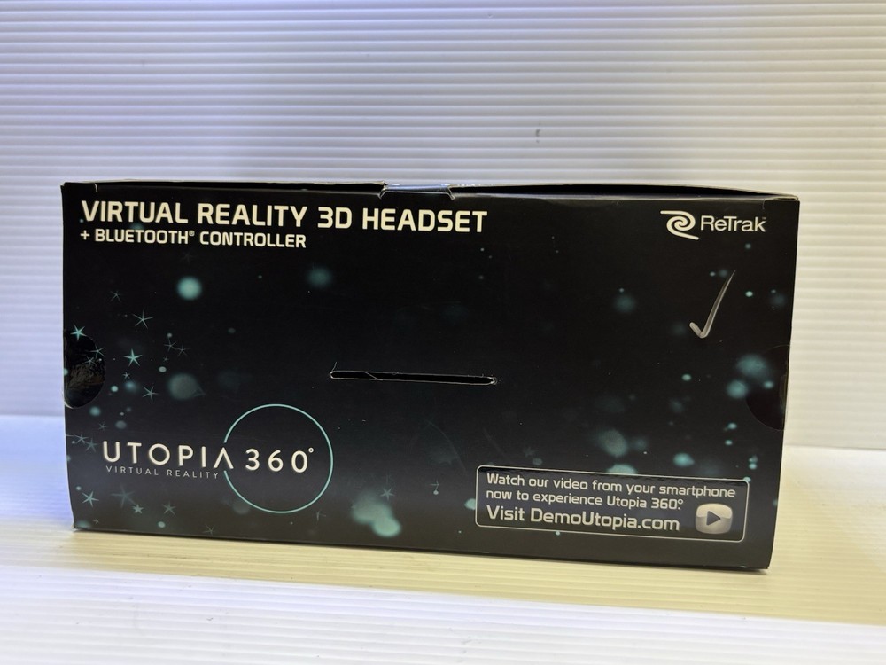 Utopia 360 Virtual Reality 3D Headset + Bluetooth Controller In Box