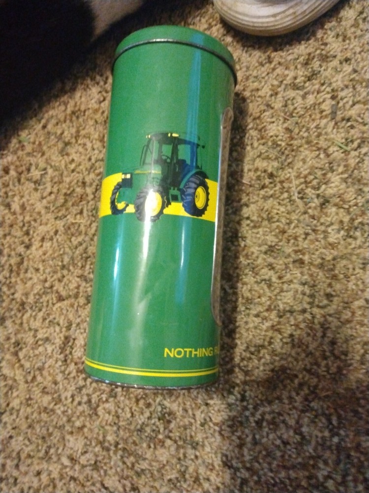 JOHN DEERE COLLECTIBLE 8" TIN STRAW DISPENSER