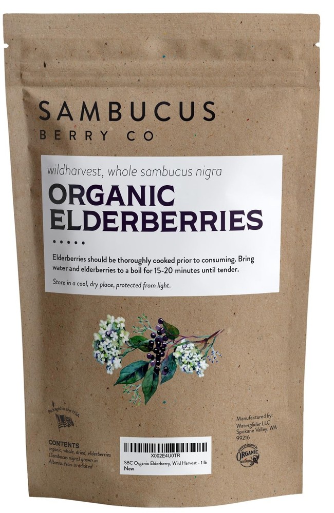 Organic Dried Elderberries - 1lb Bulk - Non-GMO Immune Support