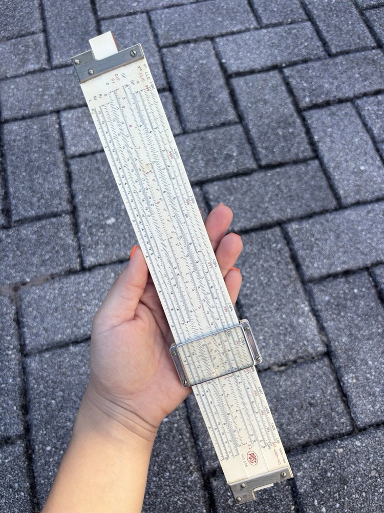 Post Versalog Slide Rule with Leather Case, Personalized Jerry L. Sandvos