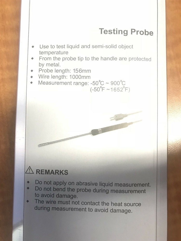 Tenma Testing Probe for Liquid and Semi-Solid Object Temperature (-50F - 1652F)