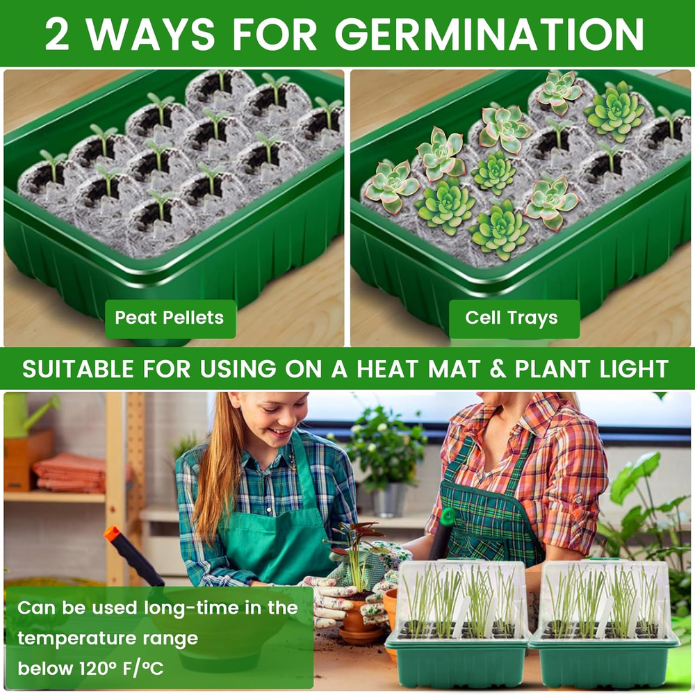 Seed Starter Tray, 5PCS Seed Starter Kit with Humidity Dome, Seedling Starter Tr