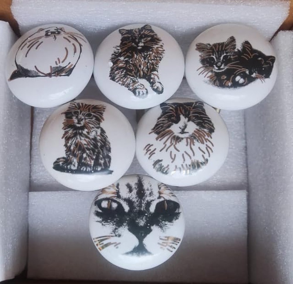 ATCUSA Vintage Multi Designed Decorative Ceramic Cupboard Kitchen Cabinet Doo...