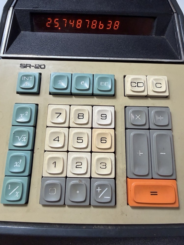 Vintage Texas Instruments SR-20 Engineering Desk Calculator LED Tested + Chord