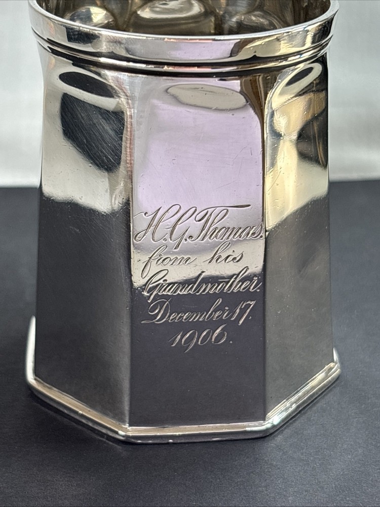Solid Silver Christening Mug Elkington B'ham 1906 153grms
