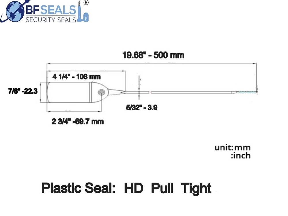 Plastic Security Seal PULL TIGHT HD , 19" Long, 100 Pcs, YELLOW, Heavy Duty