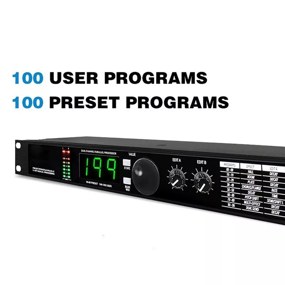 2024 Pro Digital Reverb Multi Effect Dsp Processor Audio Equalizer Vocal Mic