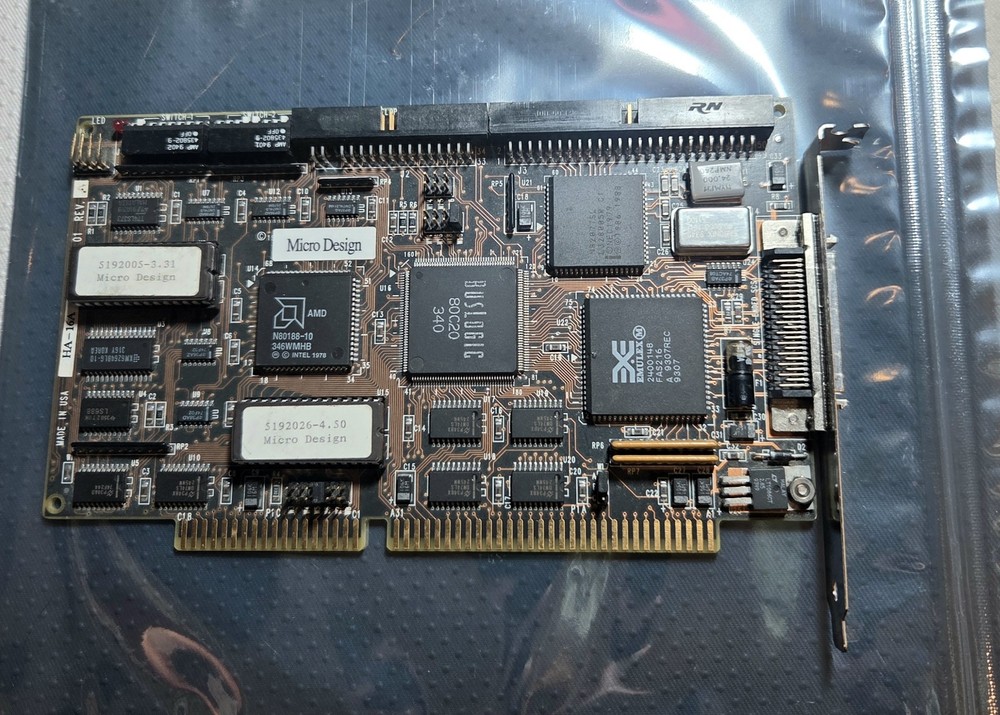 Micro Design HA-16A ISA Computer SCSI Controller Card w/ Cable (vintage)